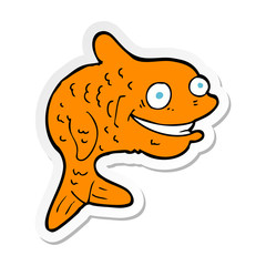 sticker of a cartoon happy fish