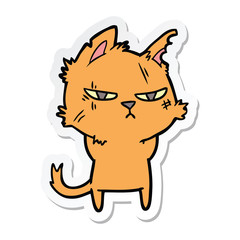 sticker of a tough cartoon cat