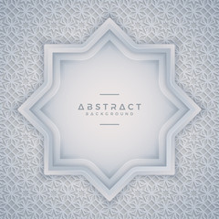 Geometry background with a combination of modern white and gray ornaments with empty space in the middle for your text. Eps10 vector background.