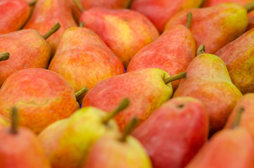 Close-up detail of red pears 