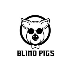pig blind logo amazing design for your company or brand 