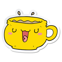 sticker of a cute cartoon coffee cup