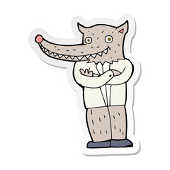sticker of a cartoon wolf man