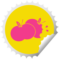 circular peeling sticker cartoon juicy apple