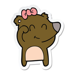 sticker of a female bear cartoon