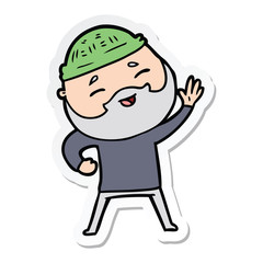 sticker of a cartoon happy bearded man
