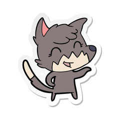 sticker of a happy cartoon fox