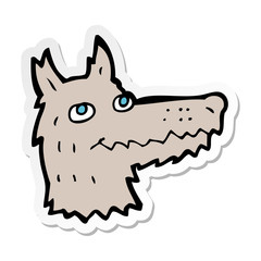 sticker of a cartoon wolf head