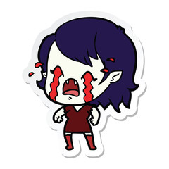 sticker of a cartoon crying vampire girl