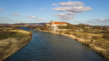 Fototapeta na wymiar Wisla and the Benedictine Monastery in Tyniec, Poland