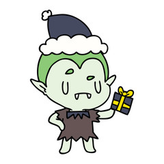 christmas cartoon of kawaii vampire