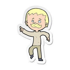 sticker of a cartoon man with mustache pointing