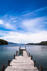 Naklejka premium Wooden pier on lake.