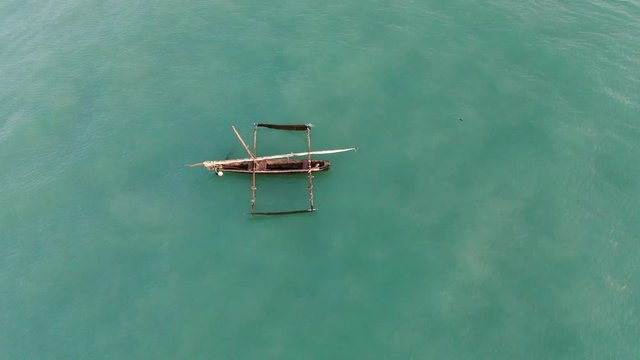 Drone footage of an African boat.