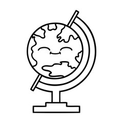 line drawing cartoon globe of the world