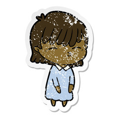 distressed sticker of a cartoon woman