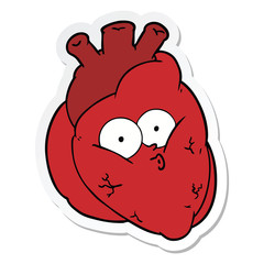 sticker of a cartoon curious heart