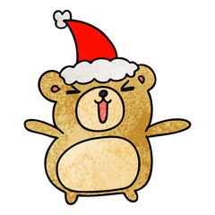 christmas textured cartoon of kawaii bear