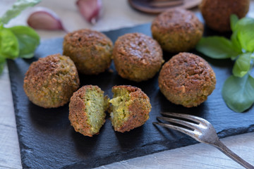 Vegan croquettes on slate stone