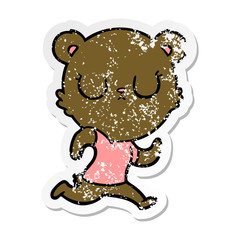 Fototapeta premium distressed sticker of a peaceful cartoon bear running