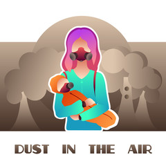 Dust in the air. Polluted city. Flat style.