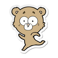 distressed sticker of a cartoon bear