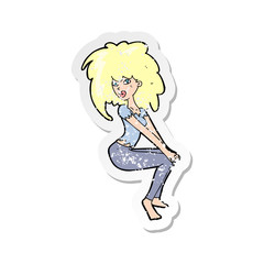 retro distressed sticker of a cartoon woman with big hair