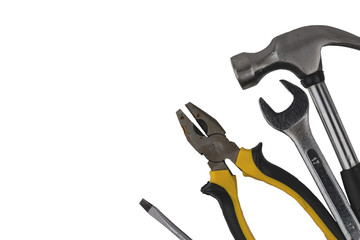 Set of tools isolated on white background, Industrial work tools