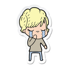 Obraz premium sticker of a cartoon woman crying