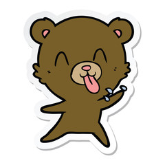 sticker of a rude cartoon bear