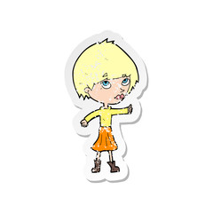 retro distressed sticker of a cartoon woman giving thumbs up symbol