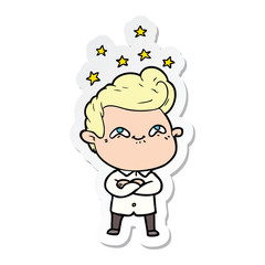 sticker of a cartoon excited man