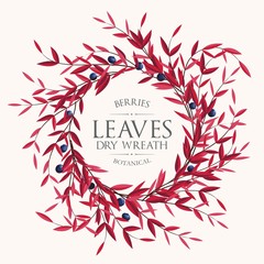 Floral vector card with leaves and berries