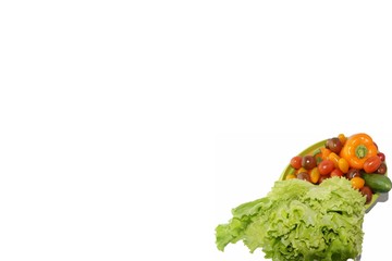  vegetables for salad on white background