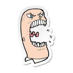 sticker of a cartoon furious man shouting