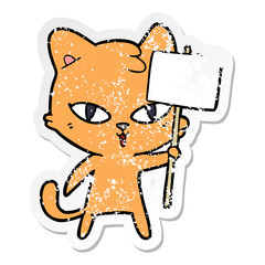 distressed sticker of a cartoon cat