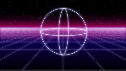 synthwave shapes on a Retro Background 3d render