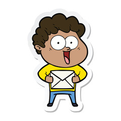 sticker of a cartoon happy man
