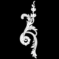 Black vintage baroque ornament, corner. Retro pattern antique style acanthus.