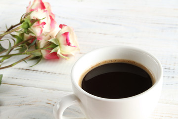 Coffee and roses