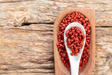 Seeds of achiote, originating from central america and parts of south america is used to season food