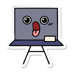 sticker of a cute cartoon chalkboard
