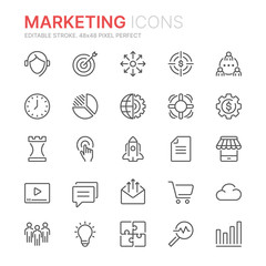 Collection of marketing line icons. 48x48 Pixel Perfect. Editable stroke