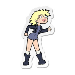 sticker of a cartoon girl in leather jacket
