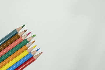 Fototapeta premium Color pencil with copy space isolated on whtie background,education frame concept.