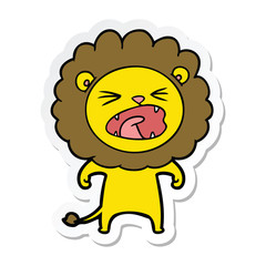 sticker of a cartoon angry lion
