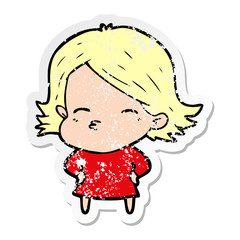 distressed sticker of a cartoon woman
