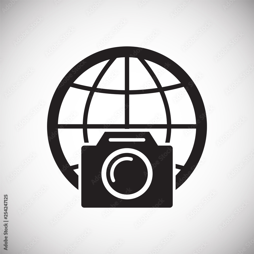 Poster globe related icon on background for graphic and web design. simple vector sign. internet concept sy