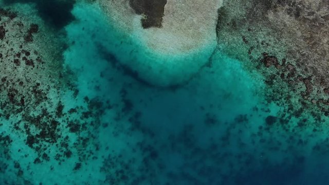 aerial view stunning clear blue ocean coral reef on San Blas Islands Guna Yala Panama