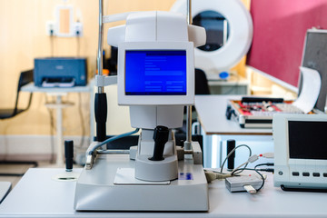 Special equipment for eye examination in the ophthalmology clinic